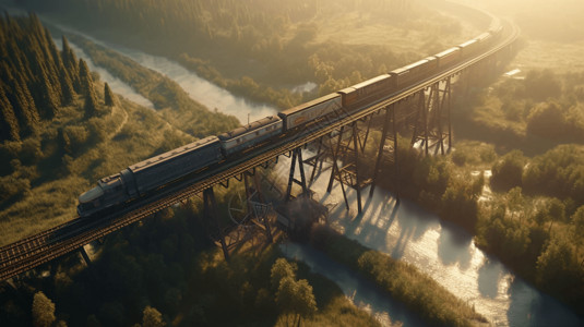 货物列车桥梁上的列车背景