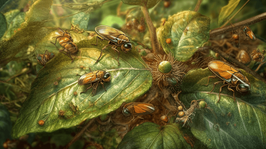树叶上的昆虫图片