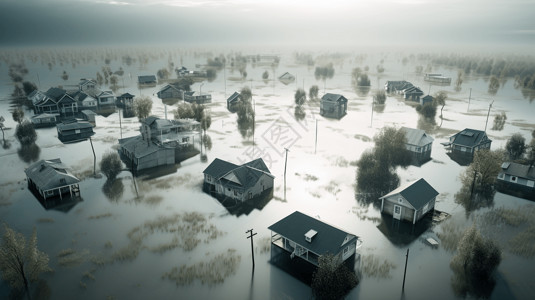 洪水过后的城市图片