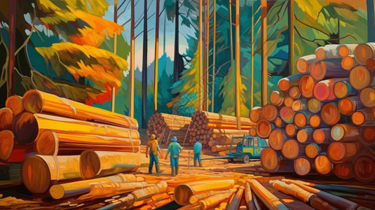 森林伐木工人图片