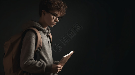 一个学生站在黑板前拿着书图片