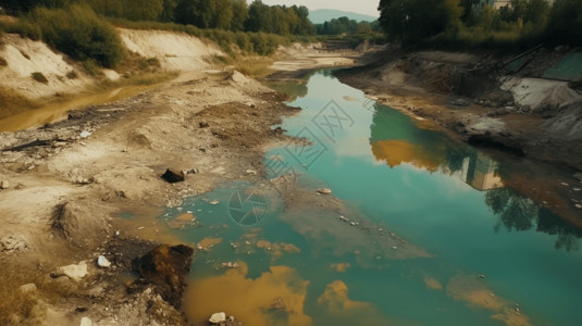 采矿废物和重金属污染的河流背景