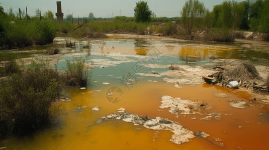 重金属和化学物质的水污染高清图片