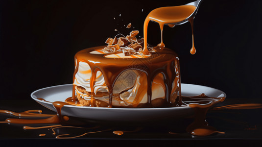 甜品巧克力蛋糕焦糖蛋糕点心设计图片
