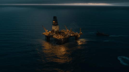 锡矿海面上的石油钻井平台背景