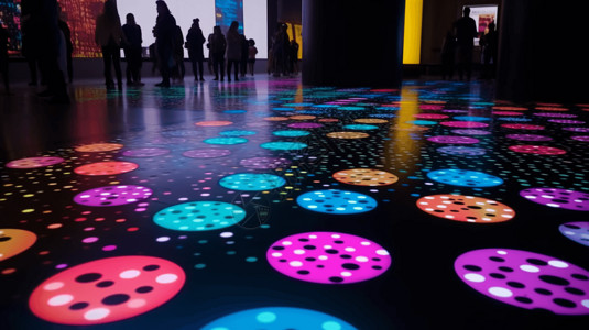 科学艺术博物馆运动互动地板插画