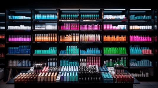 化妆品店货架背景图片