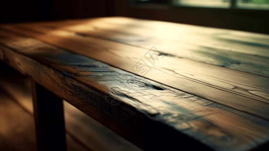 木板餐桌光亮的木质桌子插画