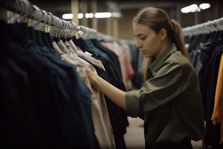 服装工人工人在工厂检查服装质量背景