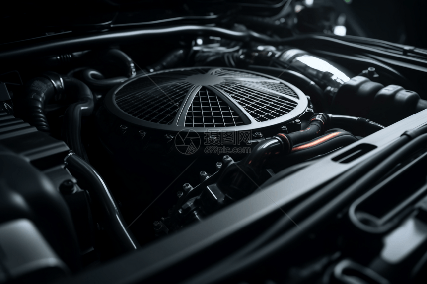 汽车发动机冷却系统的详细视图图片