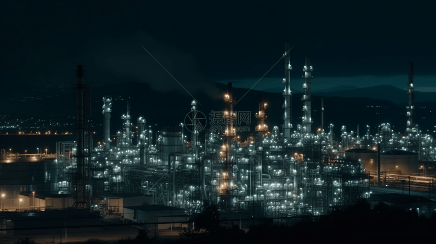 晚上的炼油厂图片