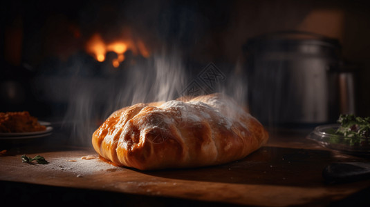 刚出的面包面包烤炉高清图片