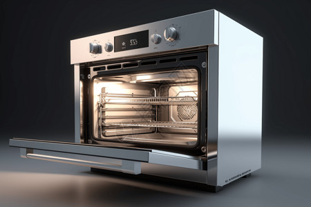 3D厨具白色烤箱插画