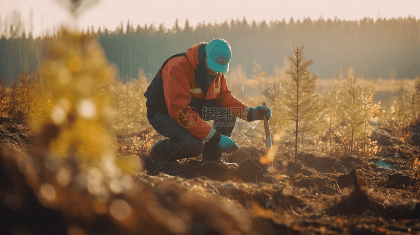 林业工人检查土壤图片