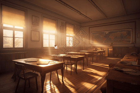 暖阳下的教室背景图片