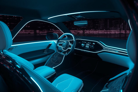 自动驾驶电动汽车内部背景图片