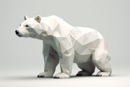 灰色简约线条低多边形北极熊插画