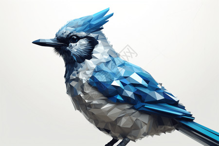 鸦几何菱形蓝色立体动物鸟设计图片