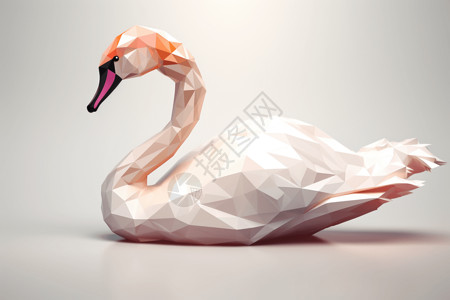 粉红色几何菱形几何菱形暖色立体动物天鹅设计图片