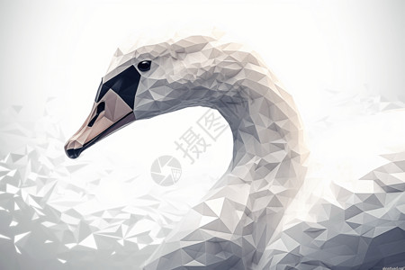 几何菱形3D立体动物天鹅头像高清图片