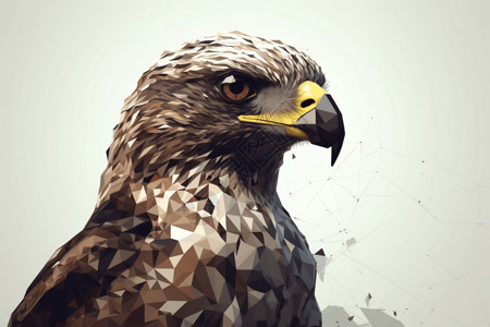 南猎鹰几何菱形3D立体动物鹰特写设计图片
