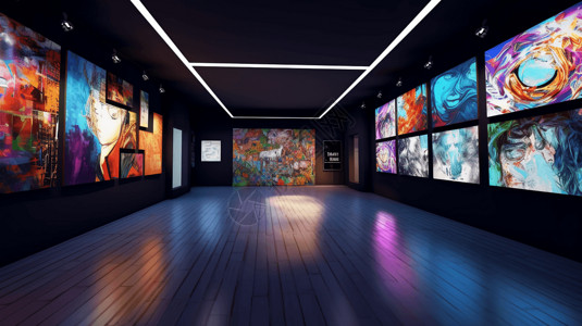 虚拟展览虚拟现实艺术画廊插画