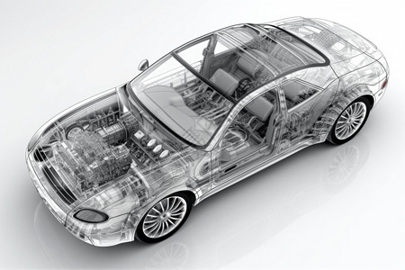 3D汽车结构展示图背景图片