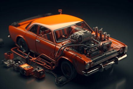 燃油车3D汽车燃油系统拆卸图设计图片