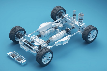 3D汽车悬架系统展示图图片