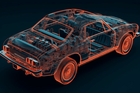 3D汽车电气系统拆卸透视图背景图片