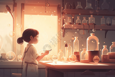 虚拟现实年轻化学实验插图插画