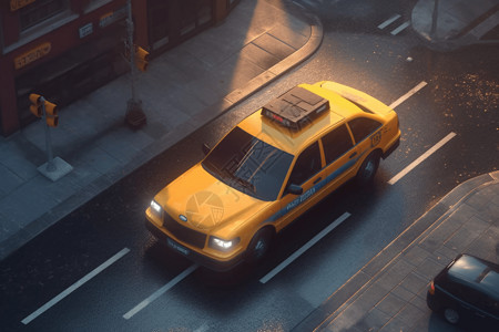 一辆黄色出租车自动驾驶出租车设计图片