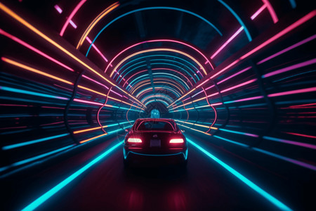 隧道行驶的汽车背景图片