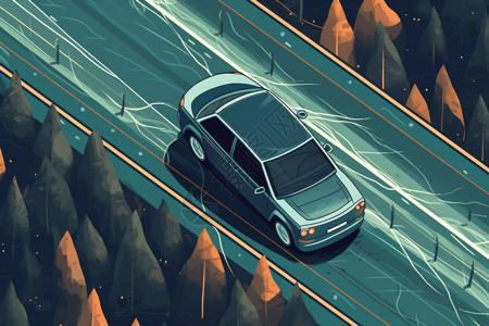 高速公路上自动驾驶汽车图片
