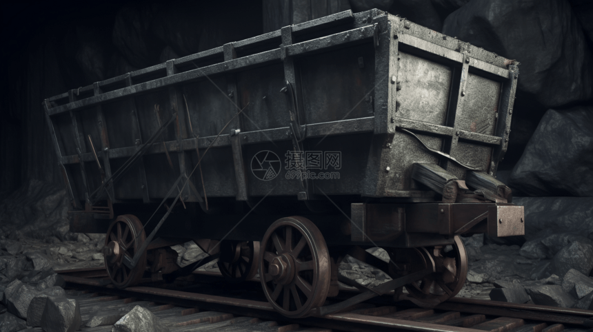 煤矿车在轨道上图片