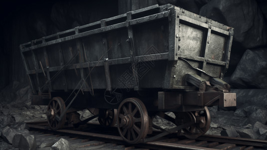 19世纪煤矿车在轨道上设计图片