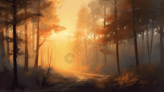 阳光撒在森林里背景图片