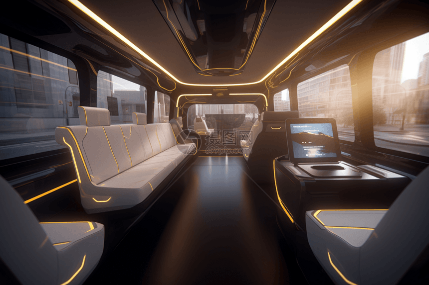 3D自动驾驶穿梭巴士渲染图图片