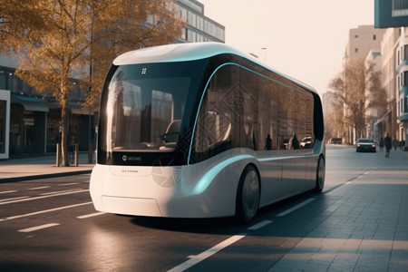 3D未来科技无人驾驶公交场景背景图片