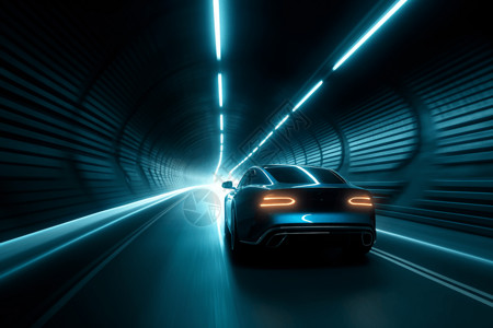 自动驾驶汽车隧道场景图背景图片