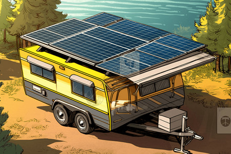露营车太阳能电池板展示图图片