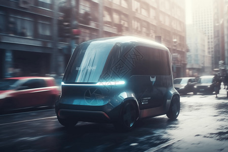 无人驾驶货车3D未来科技无人驾驶送货车渲染图设计图片