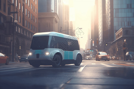无人街景3D未来科技无人驾驶送货车设计图片
