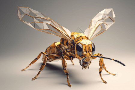 装饰多边形3D黄蜂设计图设计图片