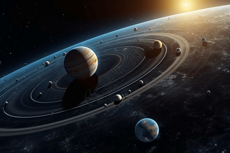 3D太阳系图背景图片