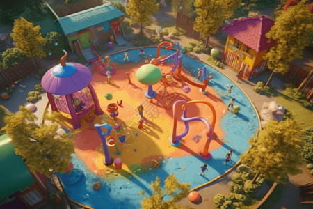 五颜六色的幼儿园操场背景图片