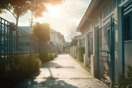 早上街道早上上学的路上背景