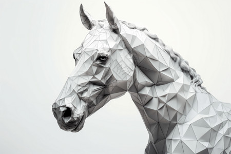 一匹马头几何形状的马插画