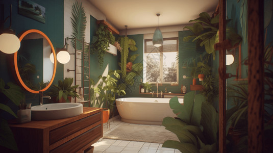 自然植物装饰自然概念浴室设计图片