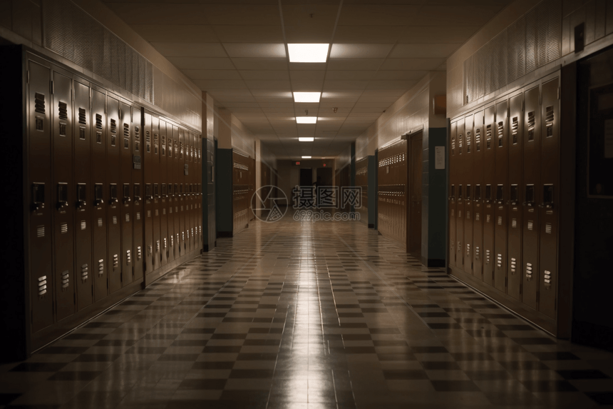 高中走廊和储物柜图片
